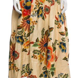 Farm Rio Floral Linen Midi Skirt with Tags